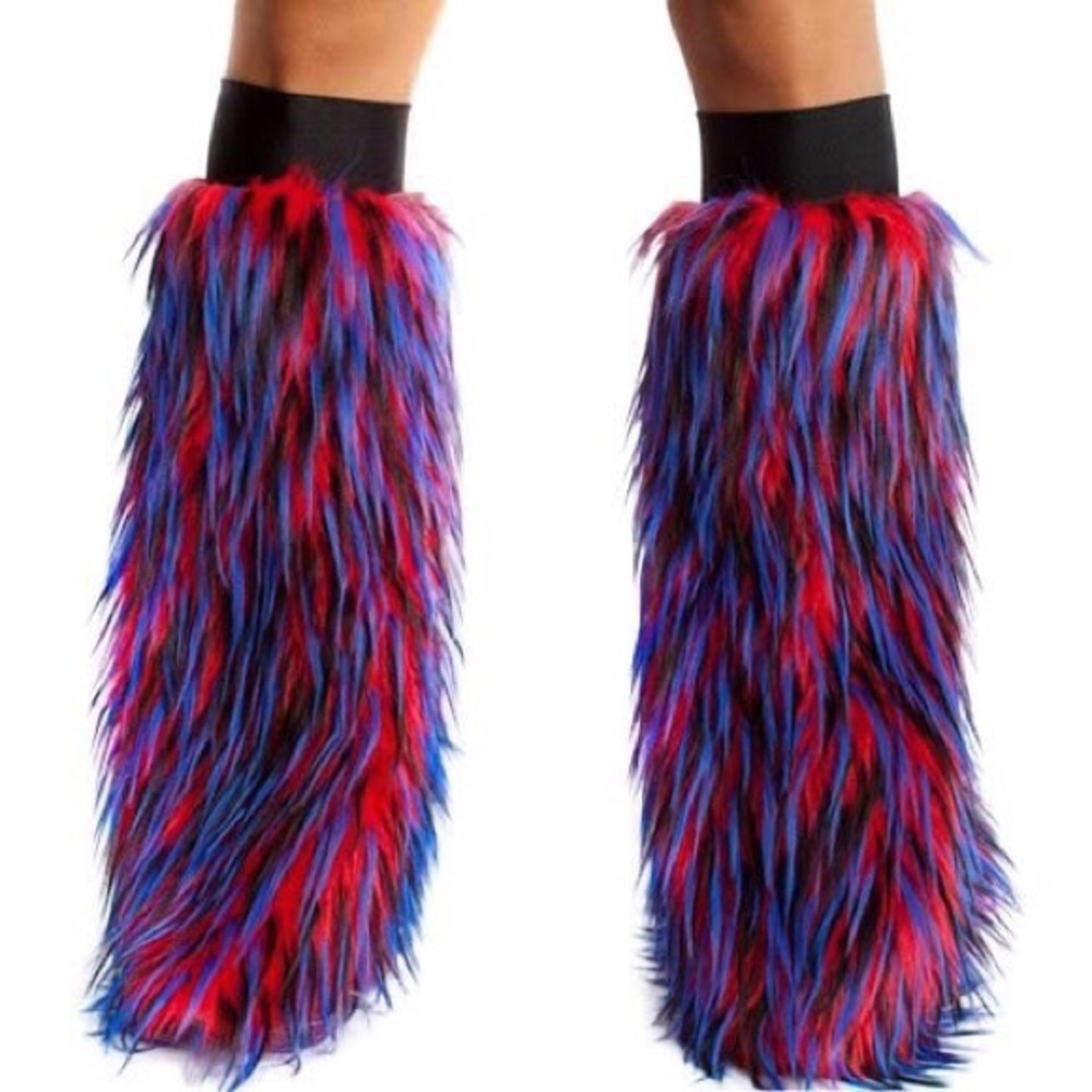 Black/Red/Blue Rave Fluffies/Leg warmers